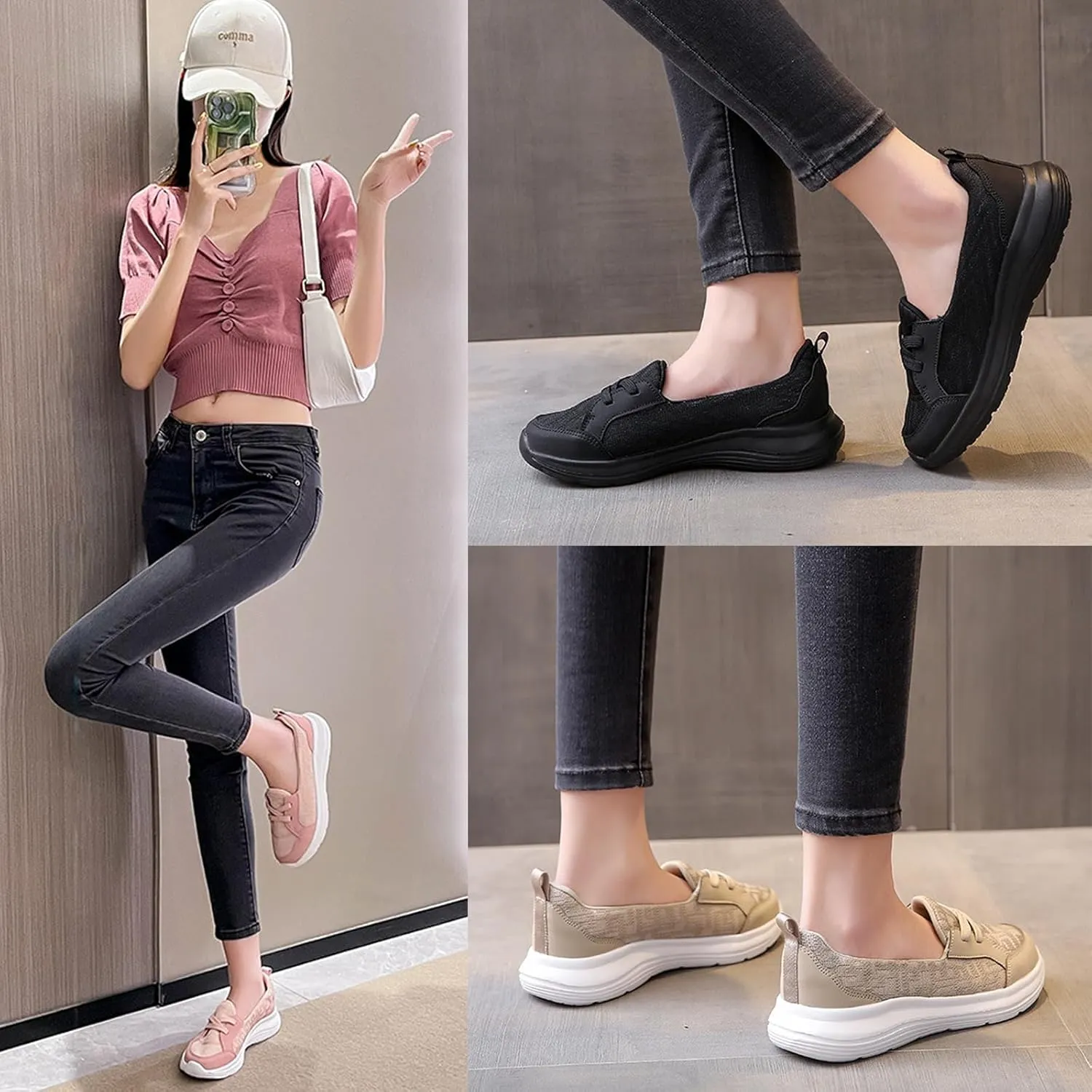Women Kotsas Slip On Orthopedic Shoes,Walkclouds Comfortable Mesh Arch Support Casual Walking Loafers,Breathable Low Top Casual Soft Sole Non-Slip Sneakers