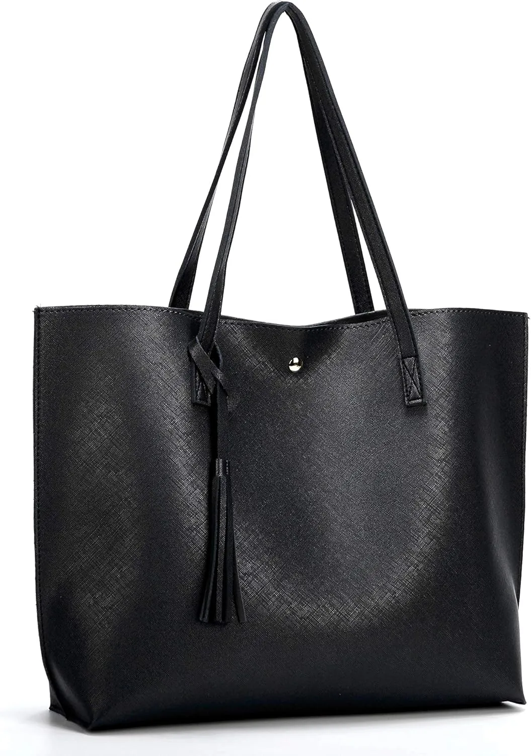 Women Tote Bags Top Handle Satchel Handbags PU Faux Leather Tote Bag with Tassel Shoulder Purse