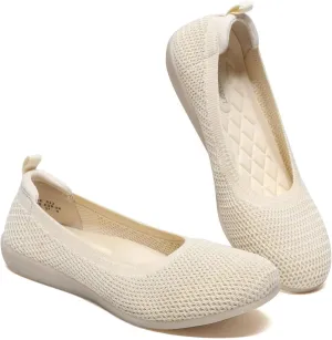 Women's Ballet Flats Knit Dress Shoes Soft Work Comfort Ballerina Slip-on Walking Shoes with Arch Support