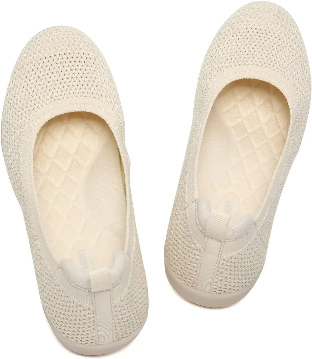 Women's Ballet Flats Knit Dress Shoes Soft Work Comfort Ballerina Slip-on Walking Shoes with Arch Support