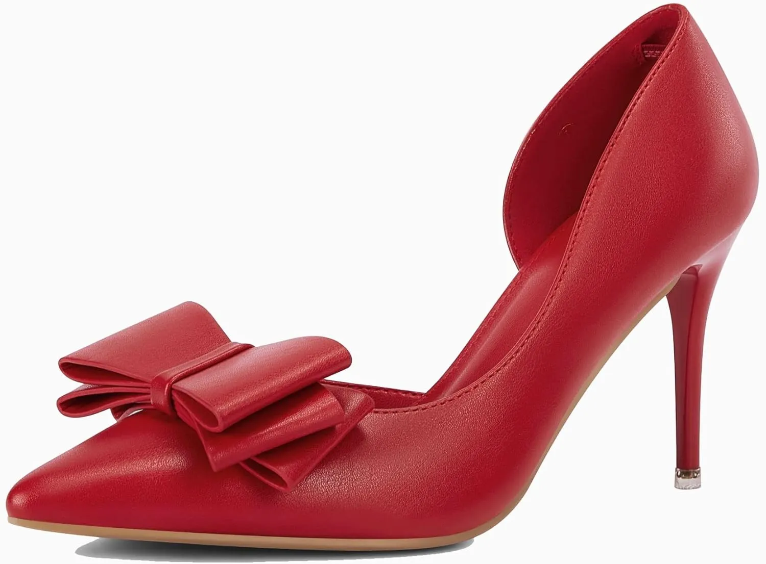 Womens Bow Heels Closed Pointed Toe Dress Shoes Stiletto Slip on Wedding Pumps