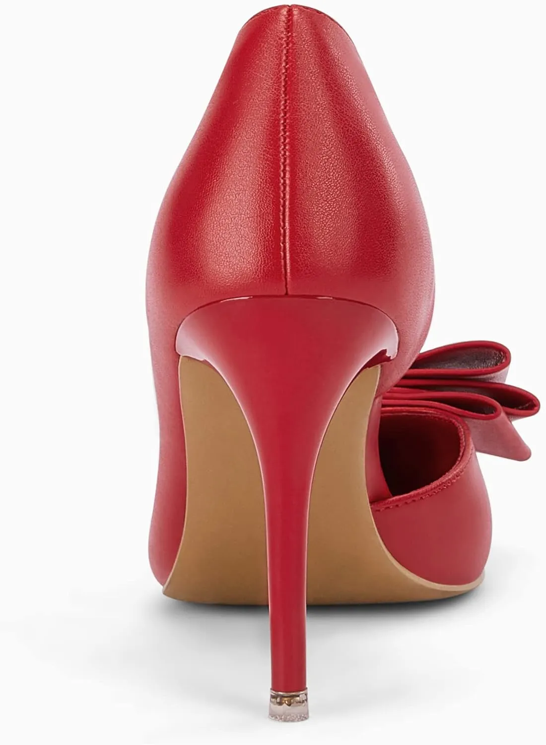 Womens Bow Heels Closed Pointed Toe Dress Shoes Stiletto Slip on Wedding Pumps