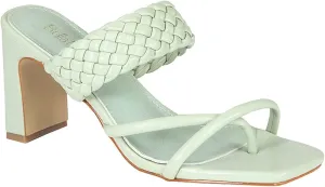 Women's Braided Heeled Sandals Square Toe Block Heel Sandals
