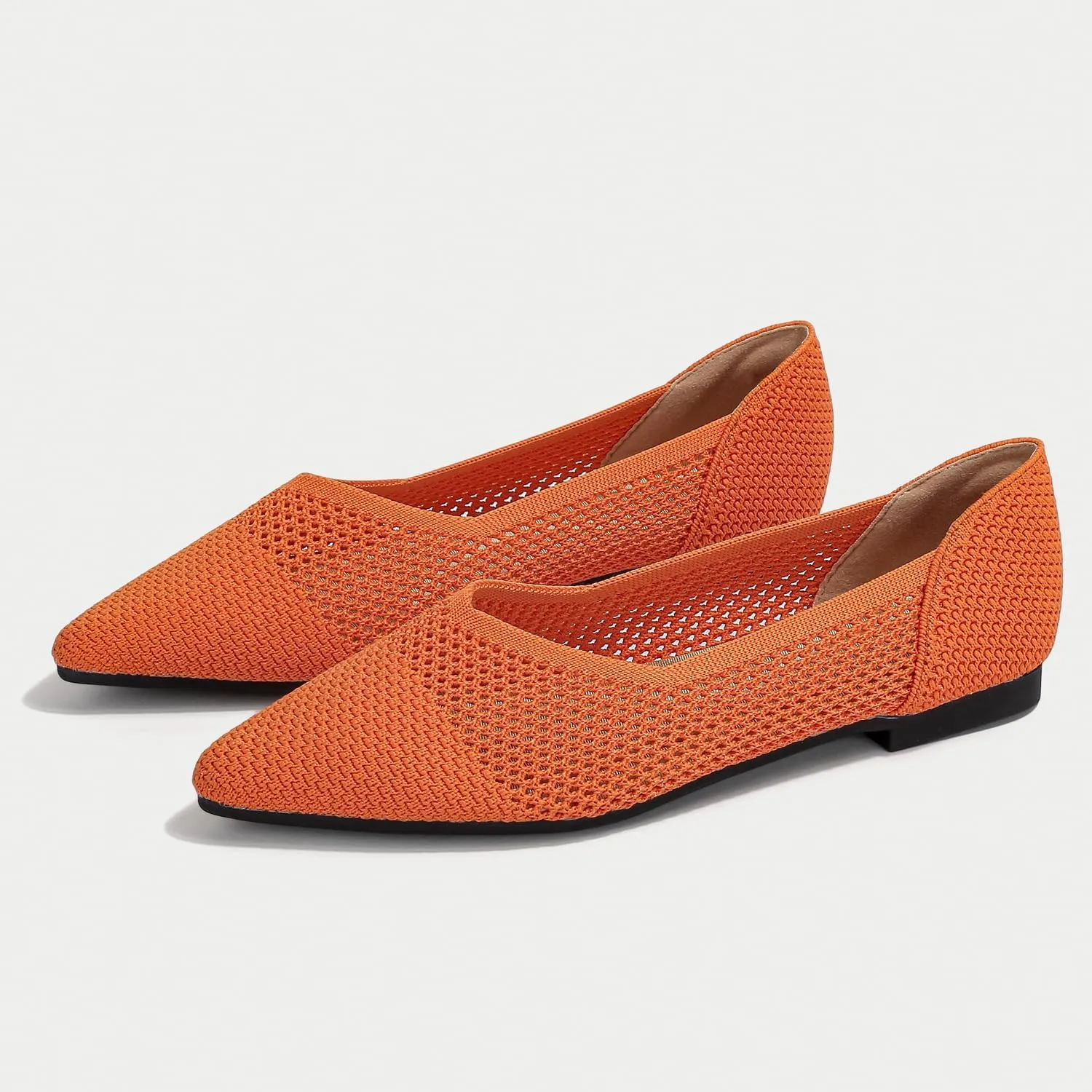 Women's Breathable Mesh Knit Ballet Flats Bow Pointed Toe Comfortable Slip On Shoes