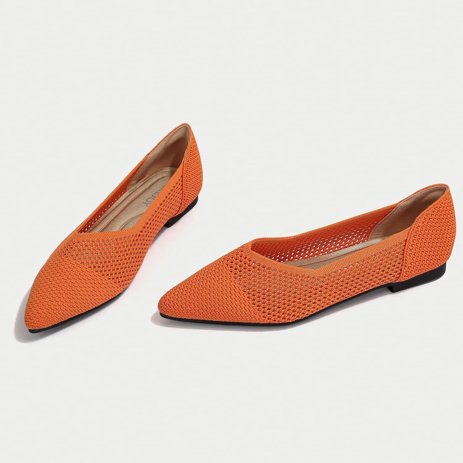 Women's Breathable Mesh Knit Ballet Flats Bow Pointed Toe Comfortable Slip On Shoes
