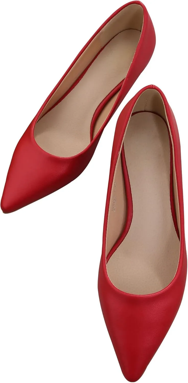 Women's Classic Pointed Toe Kitten Low Heels Wedding Office Dress Pumps Festive Shoes for Women Dressy Casual