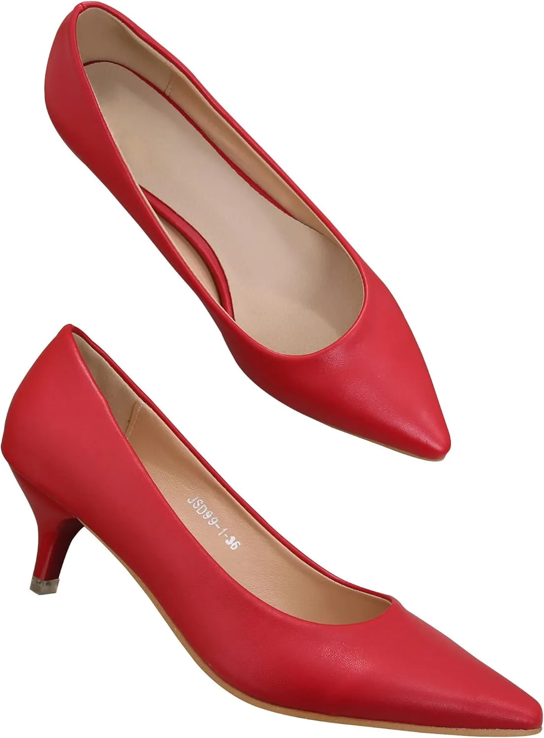 Women's Classic Pointed Toe Kitten Low Heels Wedding Office Dress Pumps Festive Shoes for Women Dressy Casual