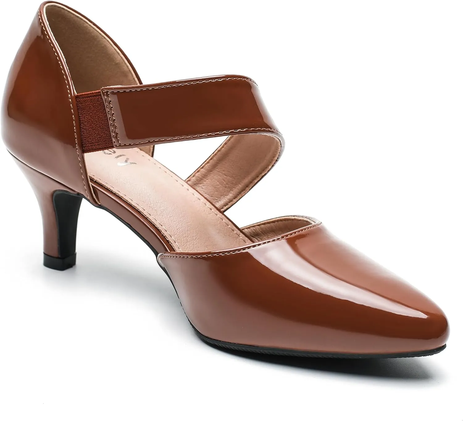 Women's Closed Pointed Toe Heels Strap D'Orsay Kitten Heel Slip On Dressy Pumps