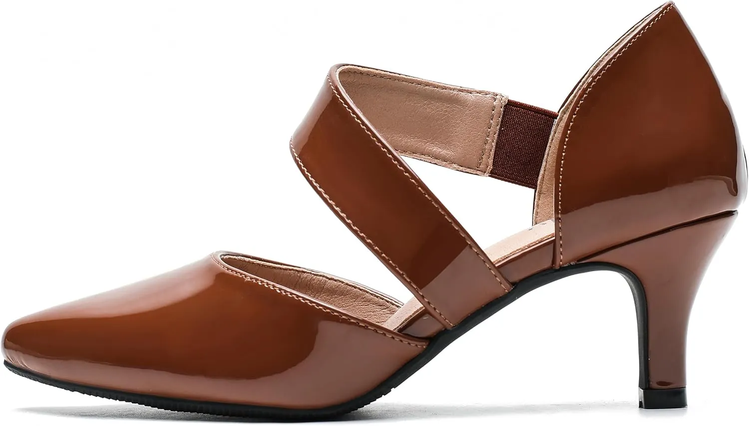 Women's Closed Pointed Toe Heels Strap D'Orsay Kitten Heel Slip On Dressy Pumps