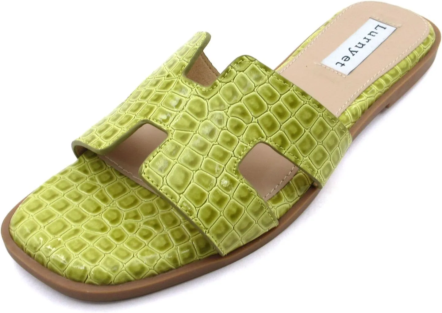 Women's Comfort Cushion Flat Sandal with Crocodile Pattern: Stylish Design Slide, Non-Slip Rubber Sole, Latex Insole for Comfort, Perfect for Parties, Gatherings, Casual Wear, Vacations, and Beach Days