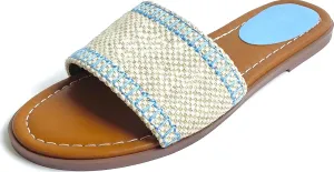Women's Comfort Slide Sandals Fashion Summer Leather Flat Sandals