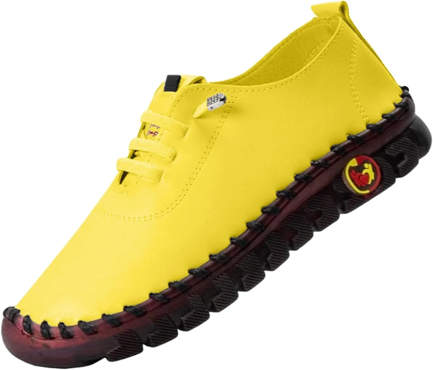 Womens Comfy Breathable Sneakers Flat Bottom Leather Slip-on Loafers Handmade Soft Shoes Sandals