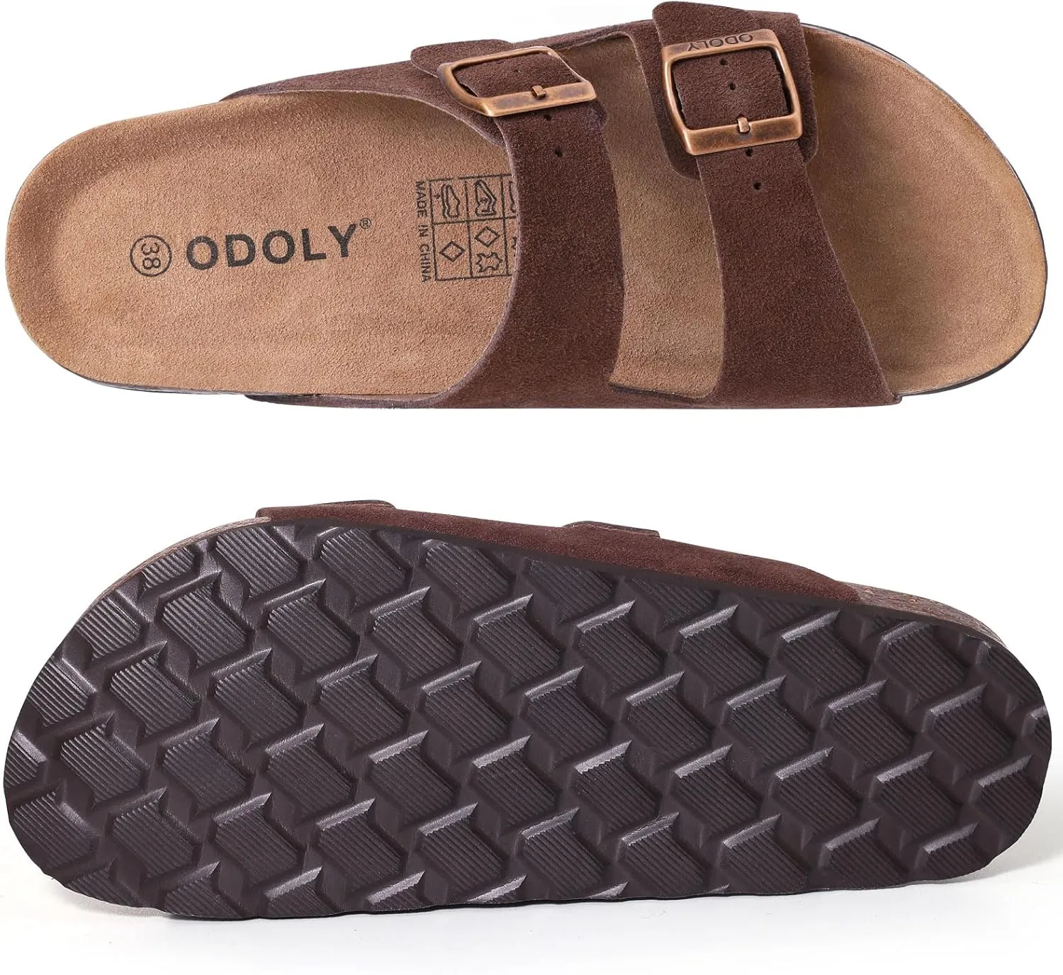 Women's Cork Footbed Slide Sandal, Arch Support Summer Outdoor Sandals with Adjustable Buckle