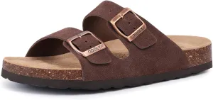 Women's Cork Footbed Slide Sandal, Arch Support Summer Outdoor Sandals with Adjustable Buckle