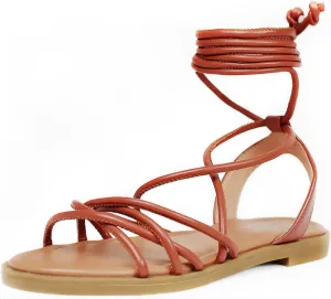 Women's Cross Lace Up Gladiator Sandals, Ankle Wrap Strappy Flats Sandals for Women