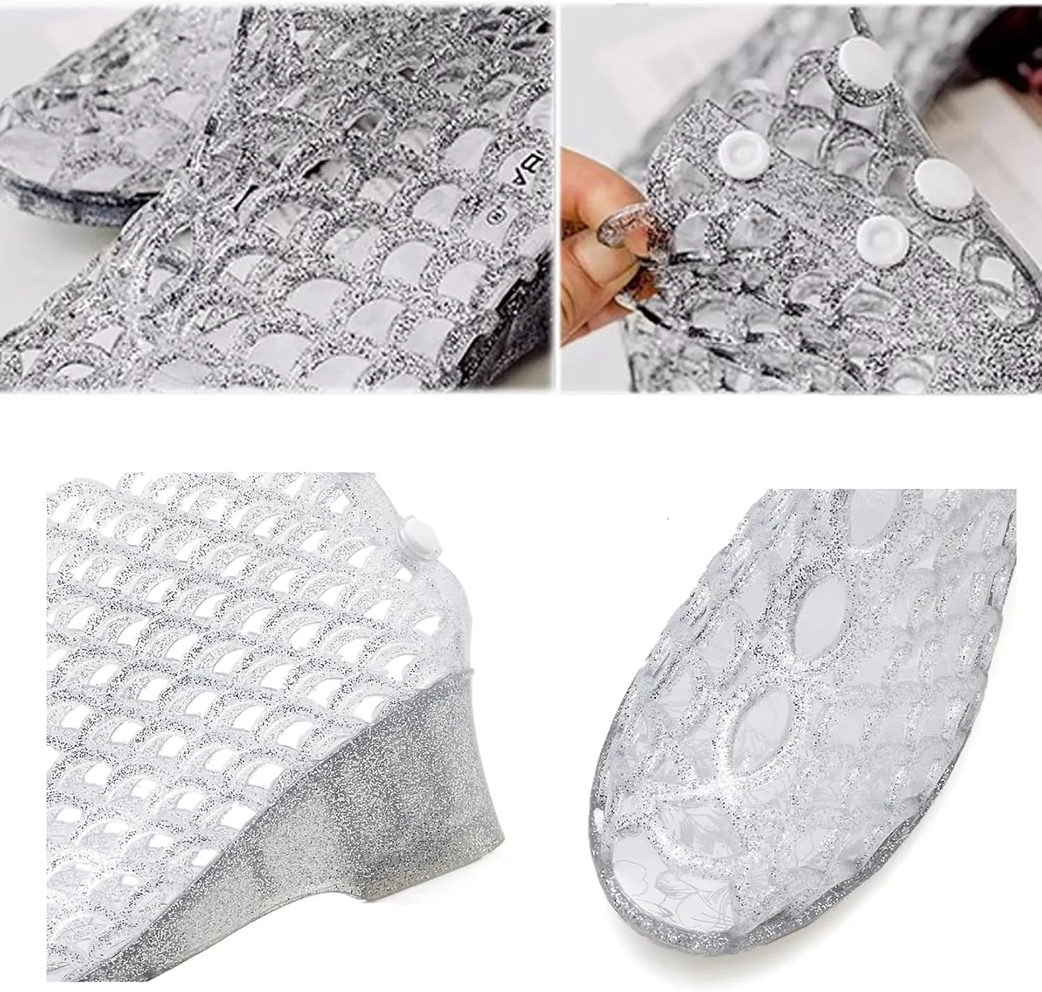Women's Crystal Jelly High Heel Sandals Summer Beach Hollow Shoes