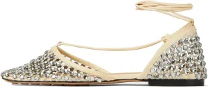 Women's Crystal Mesh Flats Rhinestone Lace-Up Closed Square Toe Ankle Strappy Sandals Fashion Comfort Sparkle Stretch Fishnet Shoes