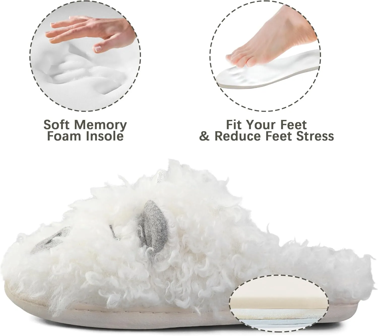Women's Cute Cartoon Owl Slippers Fuzzy Slip On House Slipper with Memory Foam Comfy Non-Slip Warm Indoor House Shoes