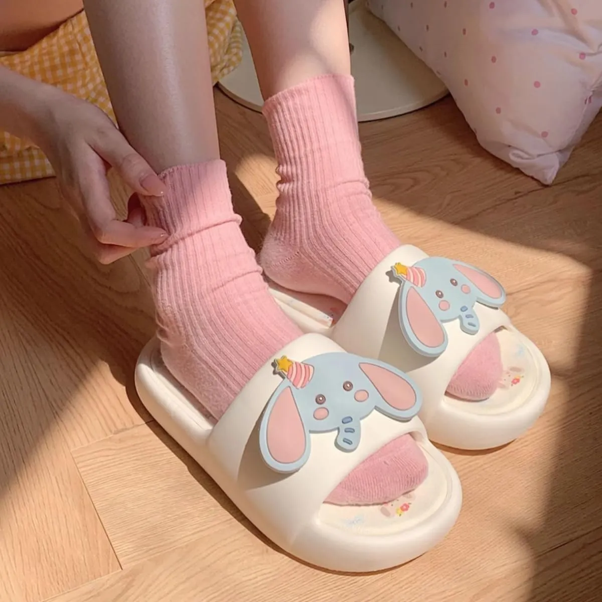 Women's Elephant Sandals Non-Slip Soft Slippers Cute Animal Bathroom Slip-on Slides Removable Sole Thick Sole Indoor