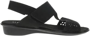 Womens Elicia Comfort Perforated T Strap Casual Sandals Casual Low Heel 1-2" - Black