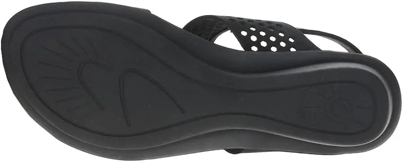 Womens Elicia Comfort Perforated T Strap Casual Sandals Casual Low Heel 1-2" - Black