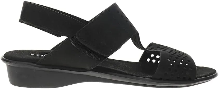 Womens Elicia Comfort Perforated T Strap Casual Sandals Casual Low Heel 1-2" - Black