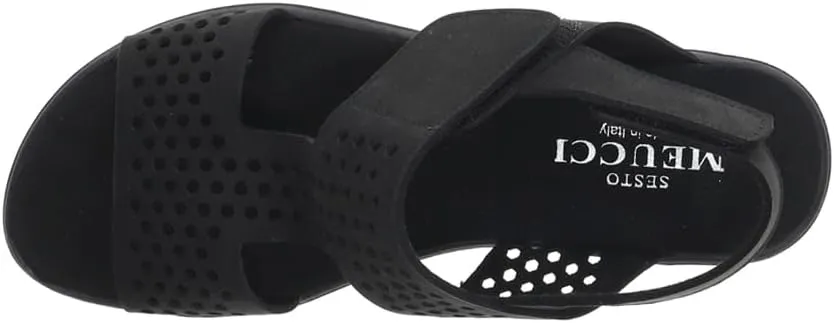 Womens Elicia Comfort Perforated T Strap Casual Sandals Casual Low Heel 1-2" - Black