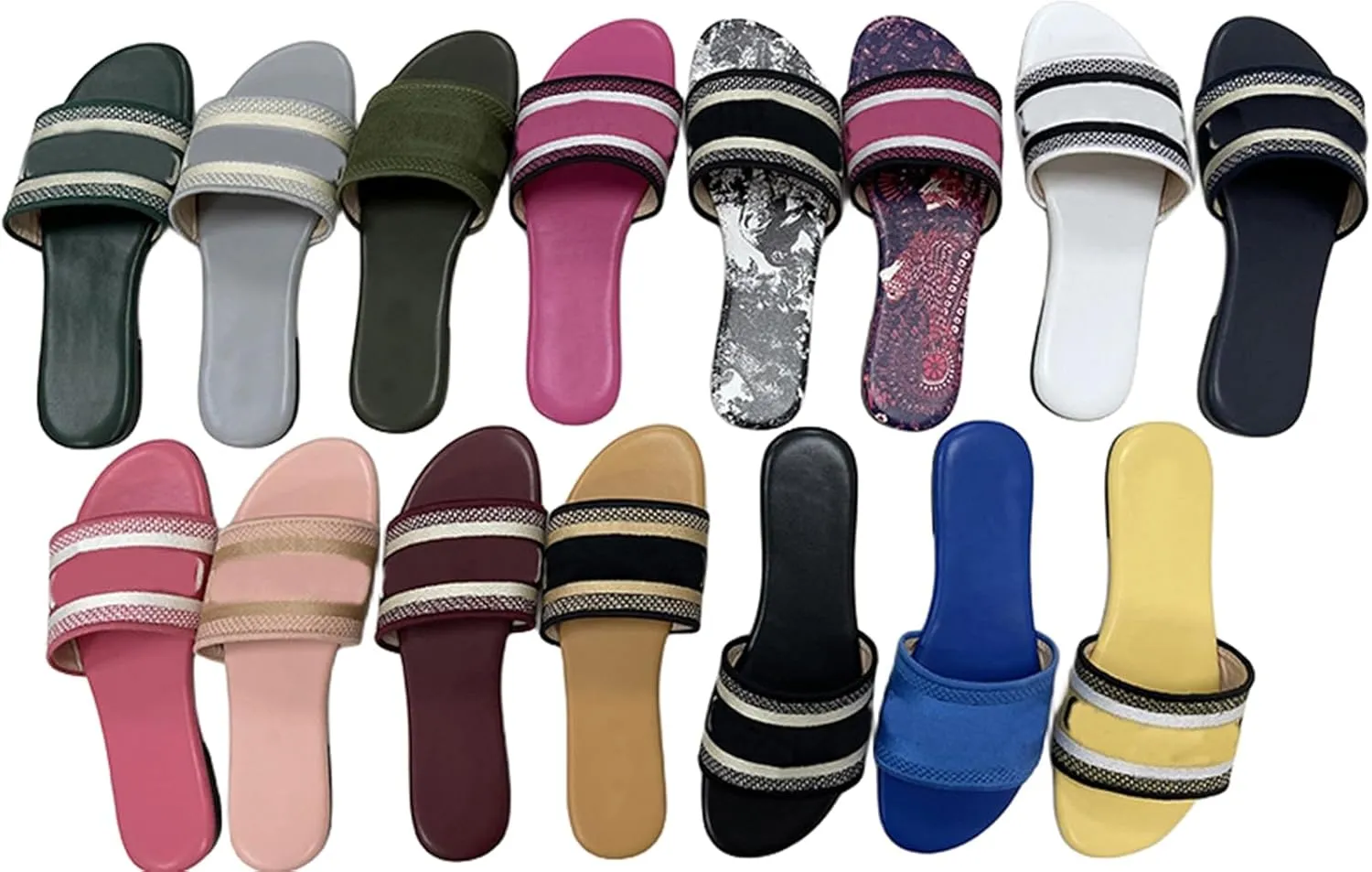 Women's Embroidered Band Sandals Open Toe Flat Sandals Summer Shoes