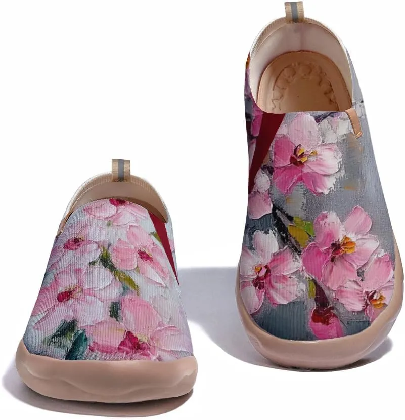 Women's Fashion Floral Breathable Painted Knitted Slip-On Casual Travel Shoes