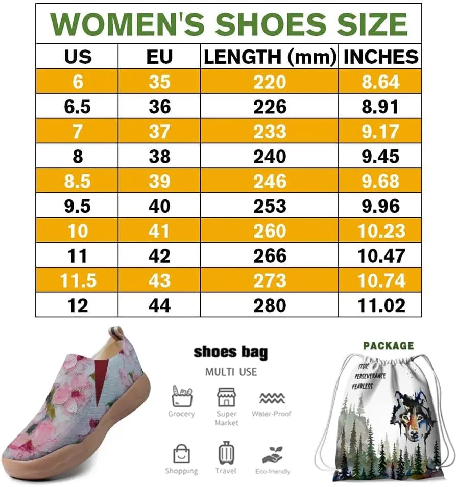 Women's Fashion Floral Breathable Painted Knitted Slip-On Casual Travel Shoes