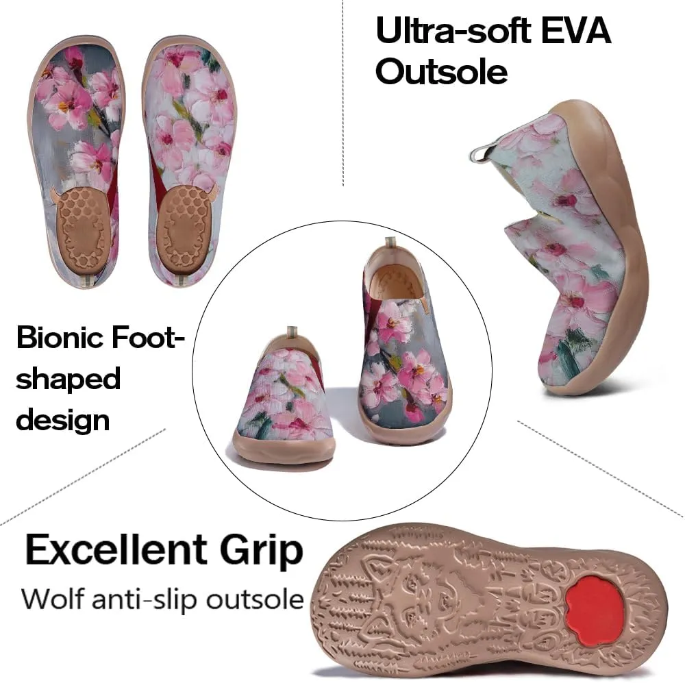 Women's Fashion Floral Breathable Painted Knitted Slip-On Casual Travel Shoes