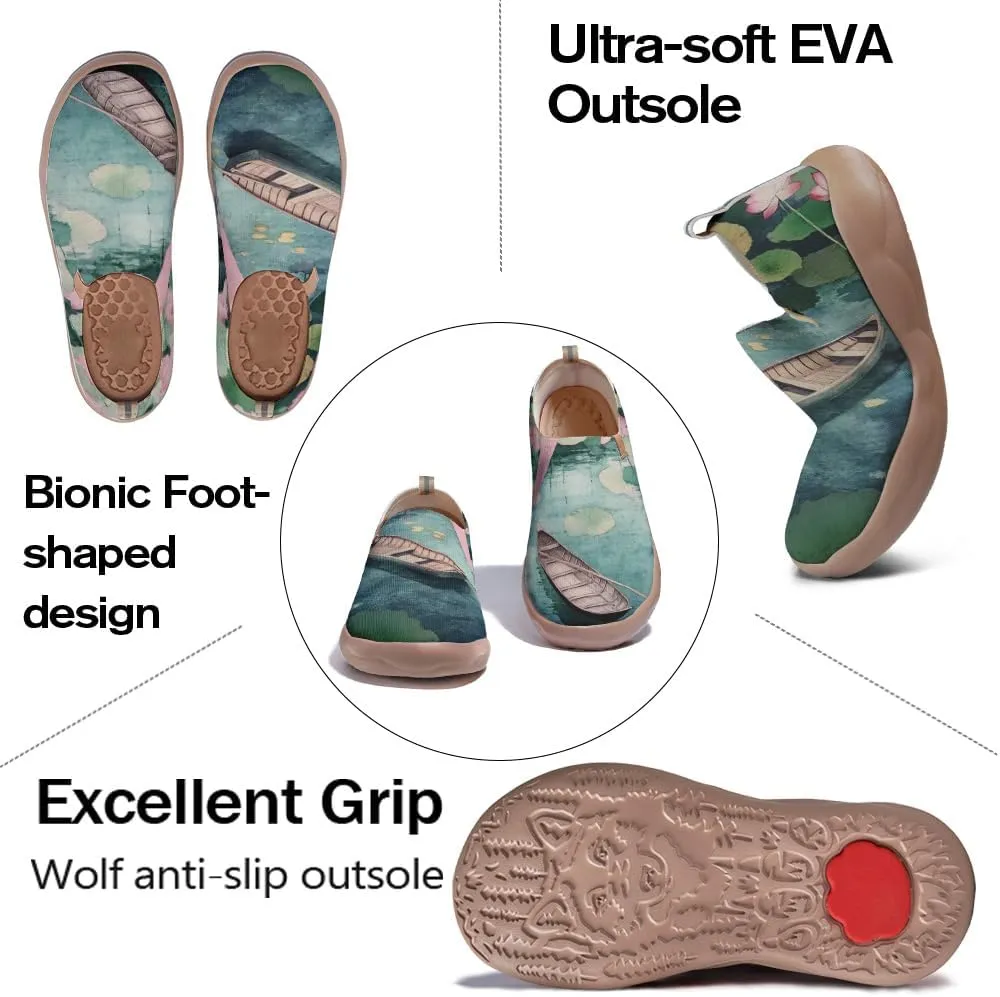 Women's Fashion Sneaker Ladies Travel Shoes Cat Painted Knit Slip On Loafers