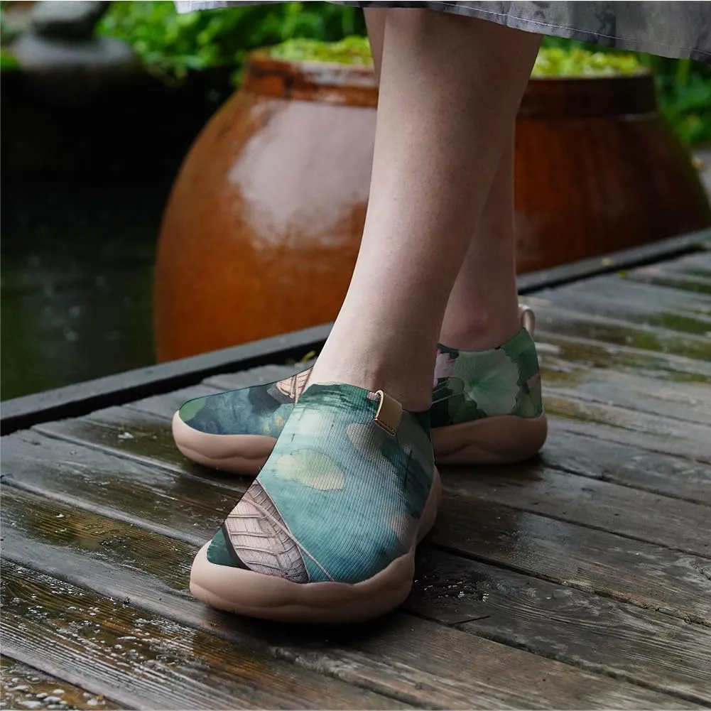 Women's Fashion Sneaker Ladies Travel Shoes Cat Painted Knit Slip On Loafers