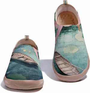 Women's Fashion Sneaker Ladies Travel Shoes Cat Painted Knit Slip On Loafers