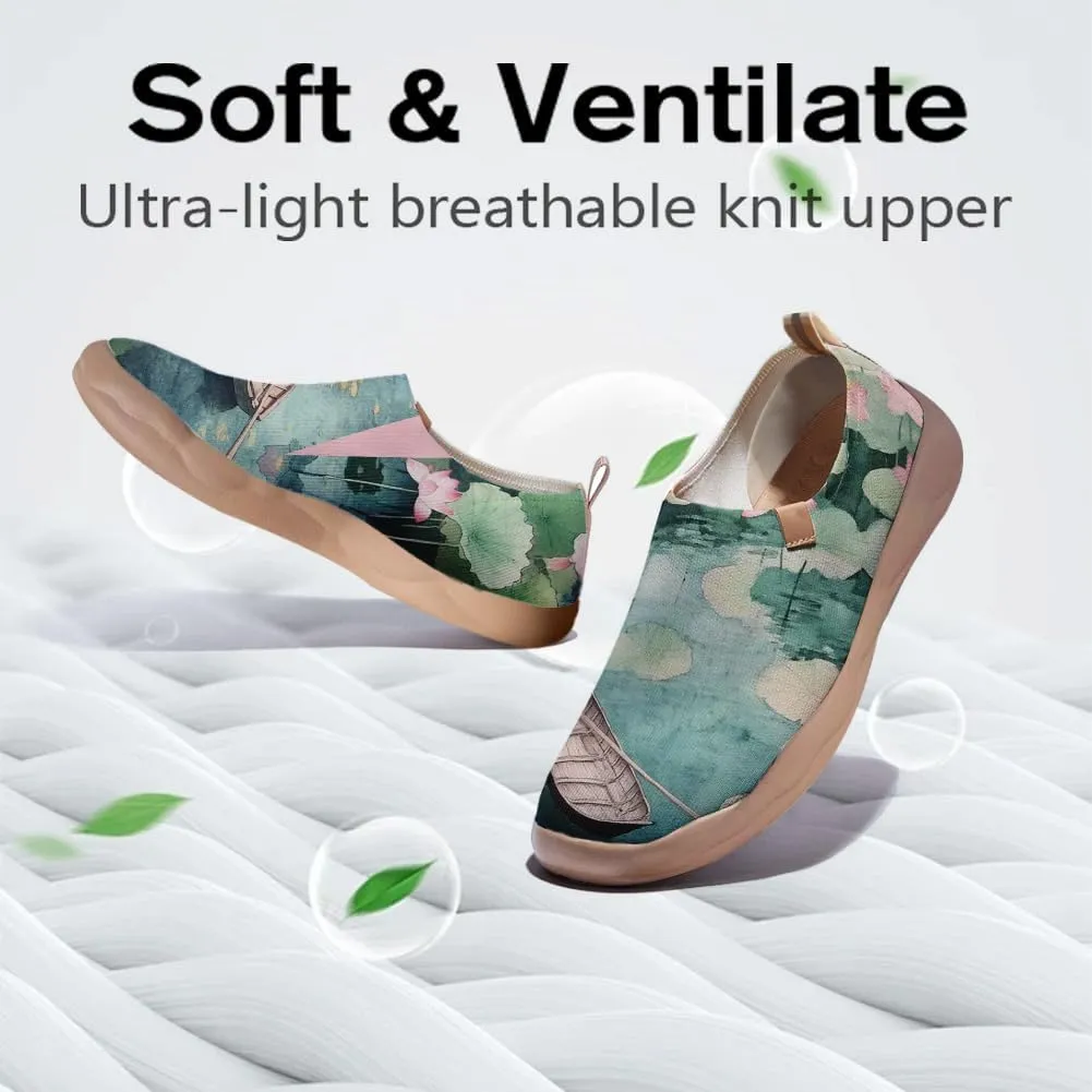 Women's Fashion Sneaker Ladies Travel Shoes Cat Painted Knit Slip On Loafers