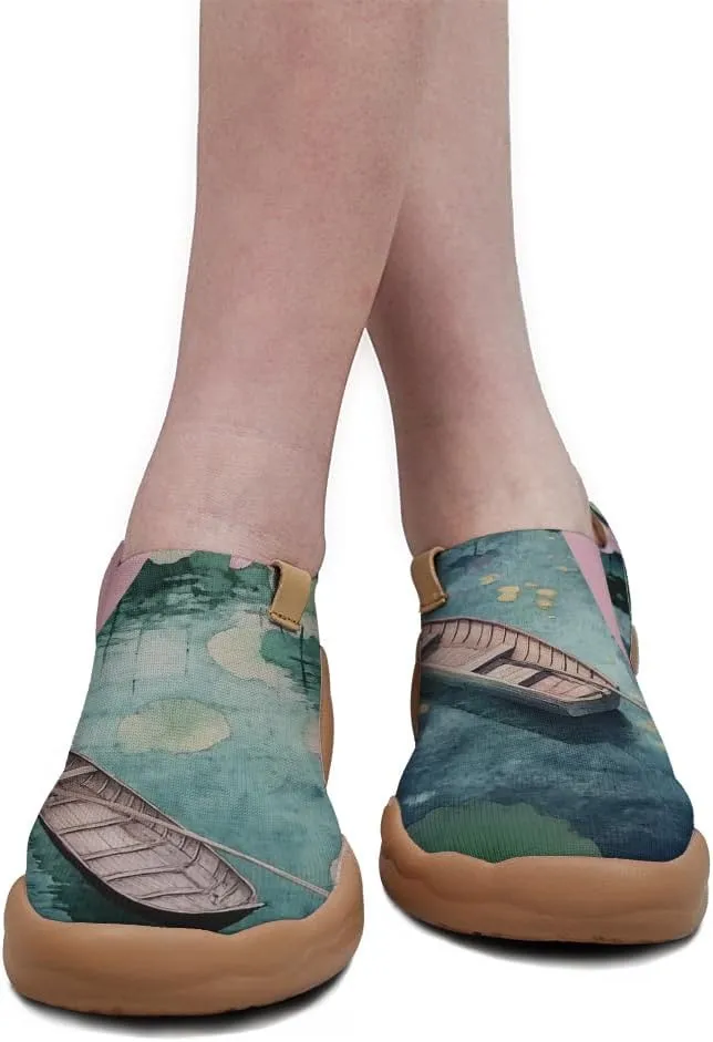 Women's Fashion Sneaker Ladies Travel Shoes Cat Painted Knit Slip On Loafers