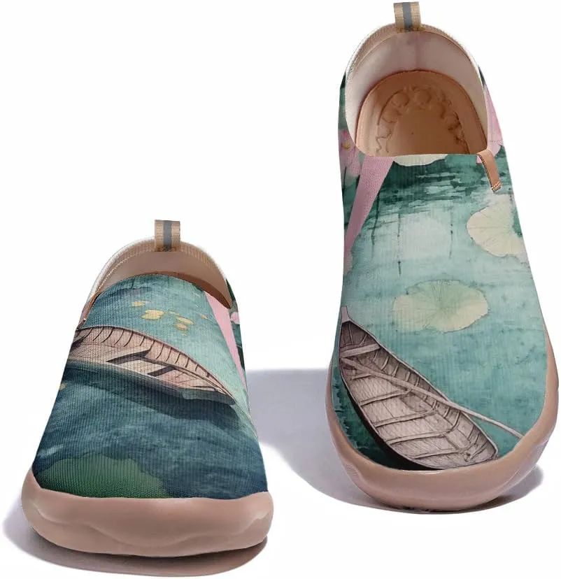 Women's Fashion Sneaker Ladies Travel Shoes Cat Painted Knit Slip On Loafers