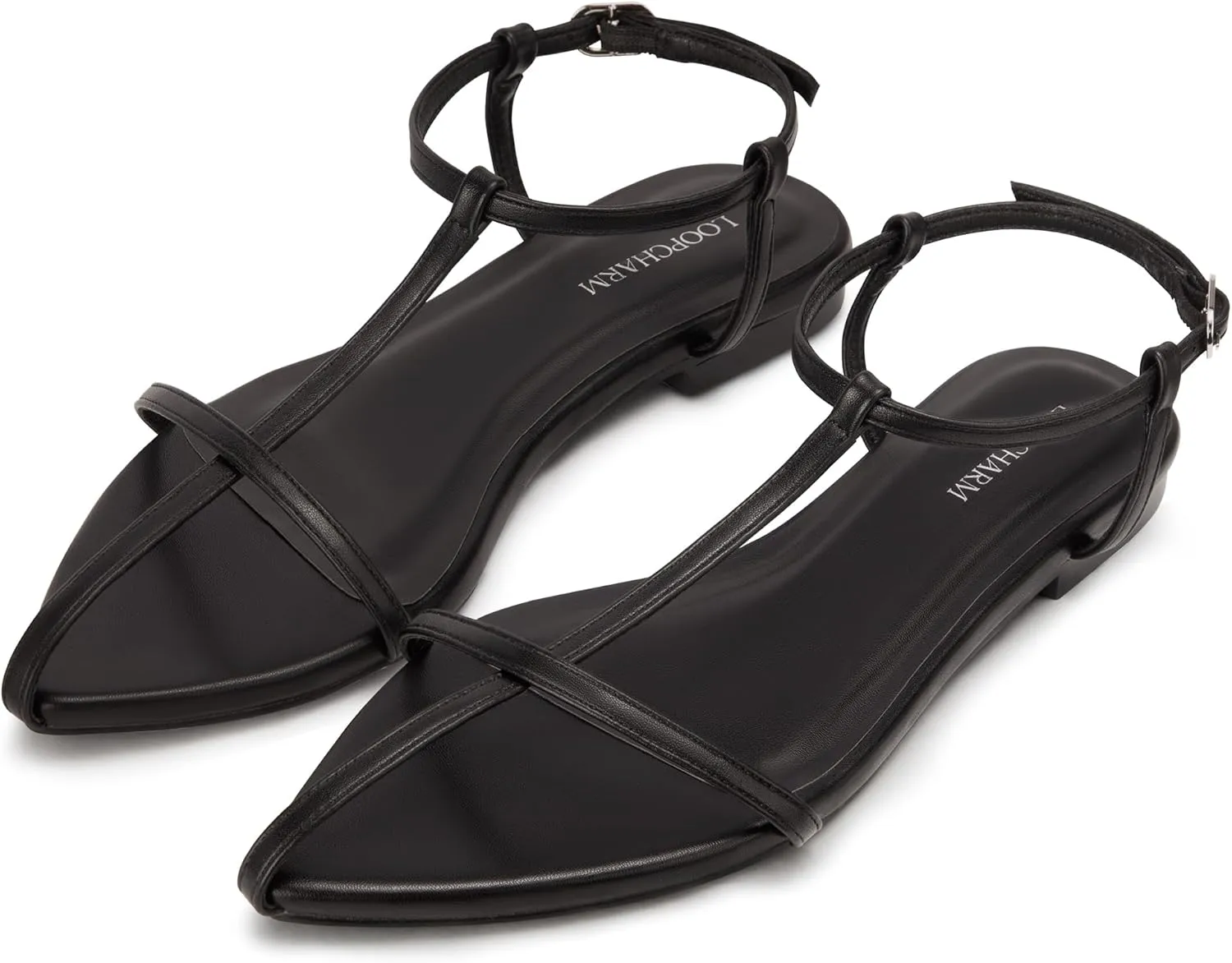 Women's Flat Sandals Pointed Open Toe T-Strap Comfortable Gladiator Summer Slide Strappy Sandals