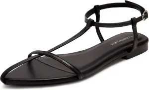 Women's Flat Sandals Pointed Open Toe T-Strap Comfortable Gladiator Summer Slide Strappy Sandals