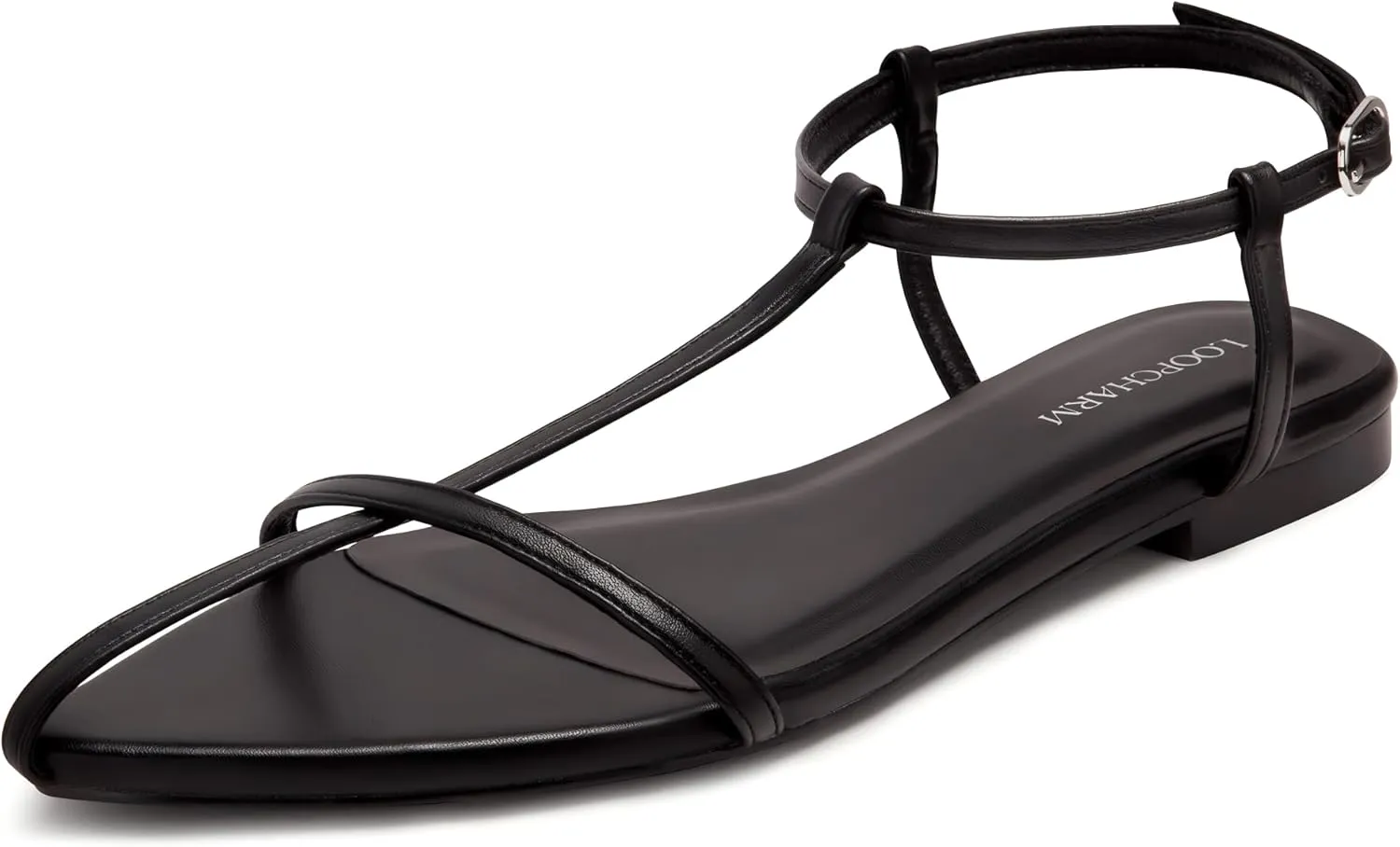 Women's Flat Sandals Pointed Open Toe T-Strap Comfortable Gladiator Summer Slide Strappy Sandals