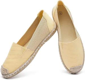 Women's Flats Shoes,Breathable Black Espadrilles Flats,Black and White Slip on Shoes(Lightweight and Soft)
