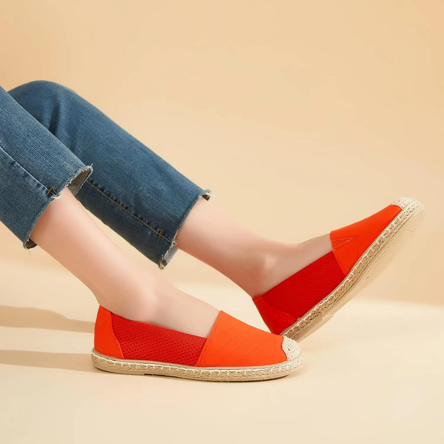 Women's Flats Shoes,Breathable Black Espadrilles Flats,Black and White Slip on Shoes(Lightweight and Soft)