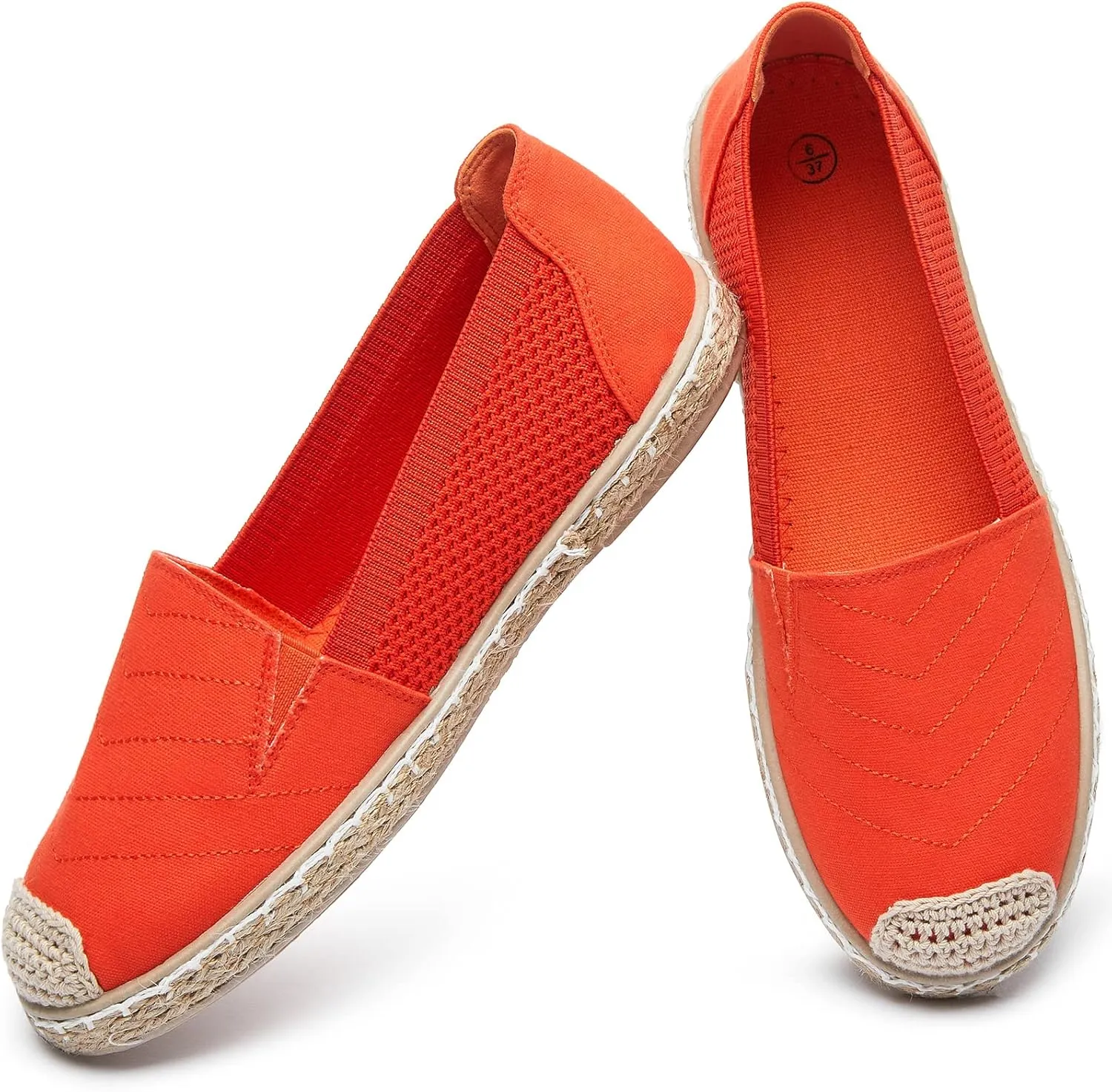 Women's Flats Shoes,Breathable Black Espadrilles Flats,Black and White Slip on Shoes(Lightweight and Soft)