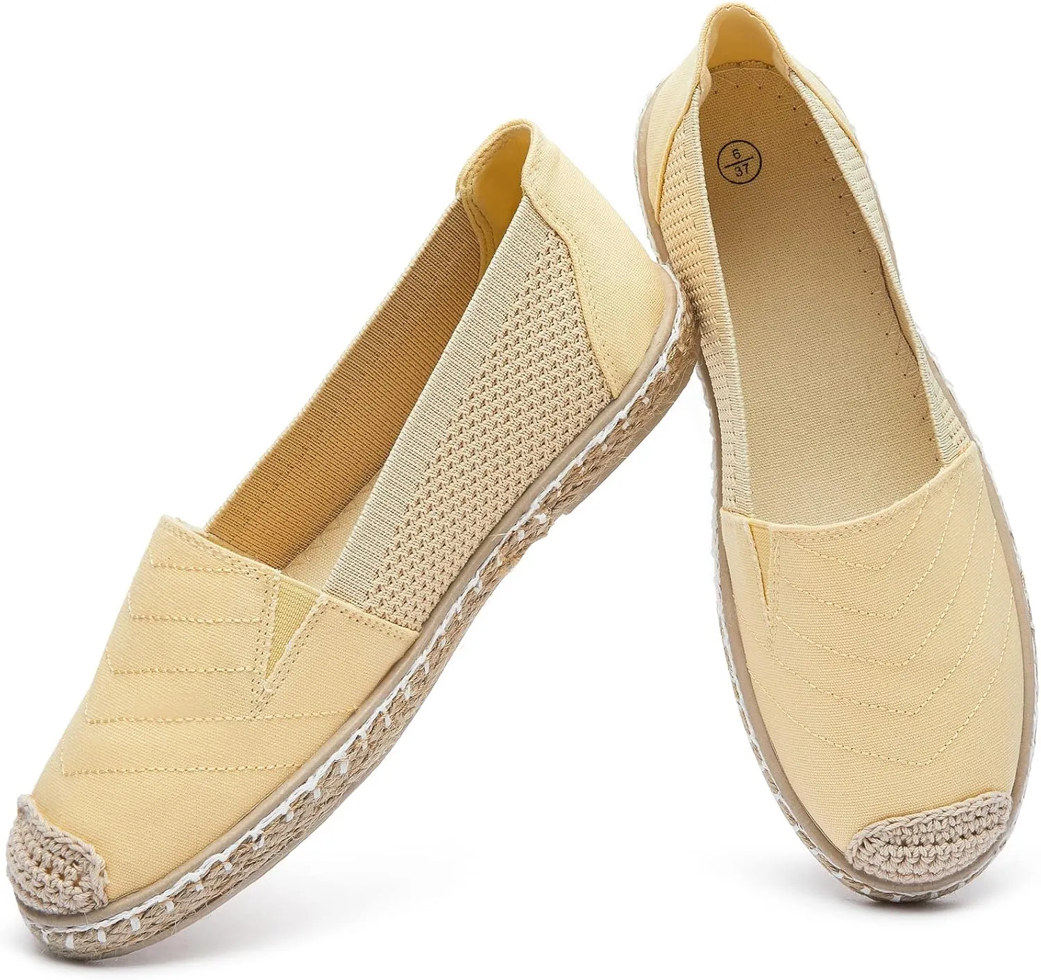Women's Flats Shoes,Breathable Black Espadrilles Flats,Black and White Slip on Shoes(Lightweight and Soft)