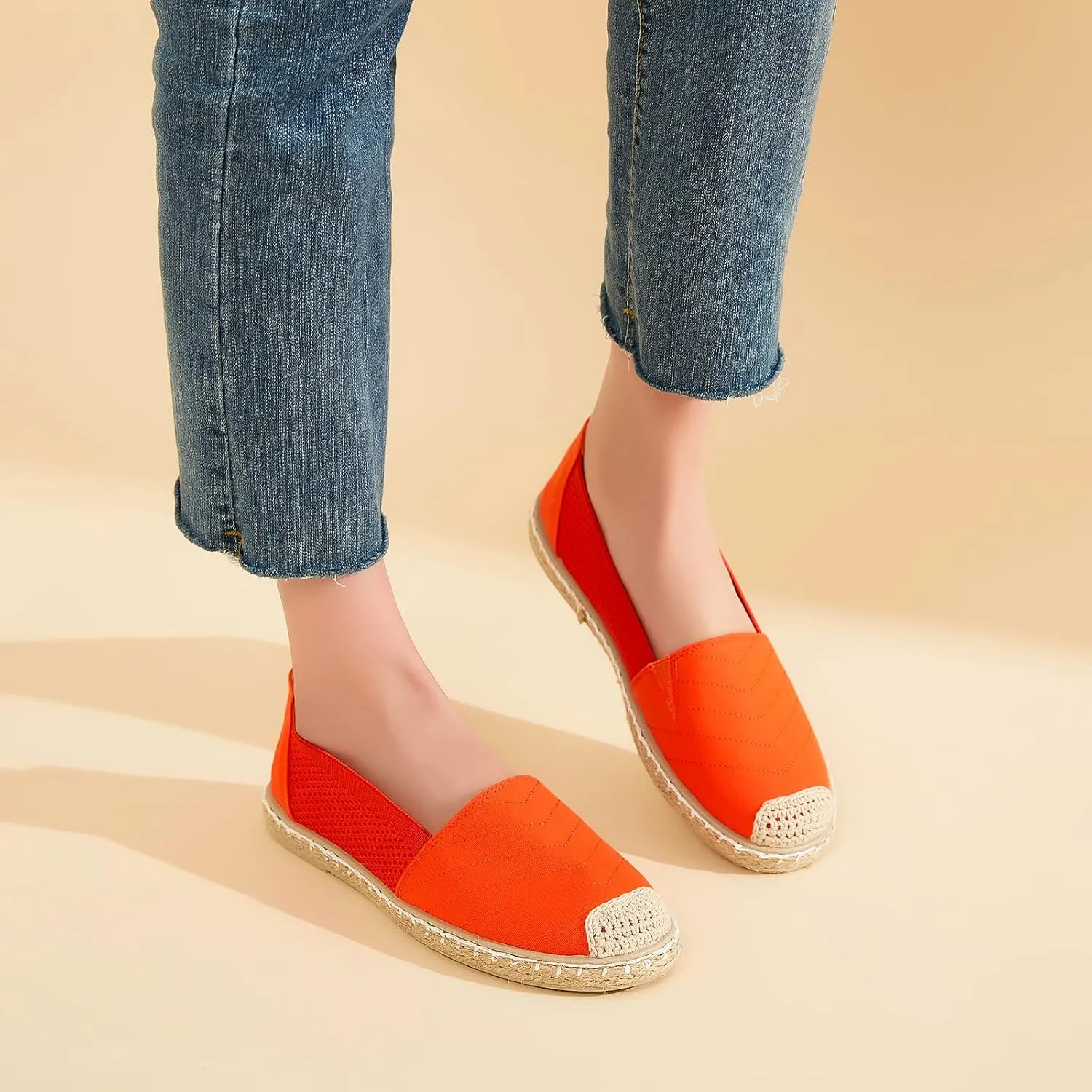 Women's Flats Shoes,Breathable Black Espadrilles Flats,Black and White Slip on Shoes(Lightweight and Soft)