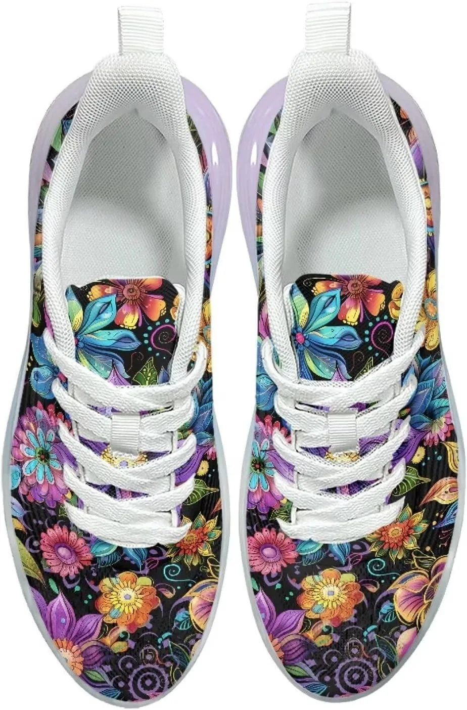 Women's Floral Print Sneaker Soft Lightweight Non Slip Tennis Sneaker Footwear Air Cushion Walking Shoes for Women US 6-11