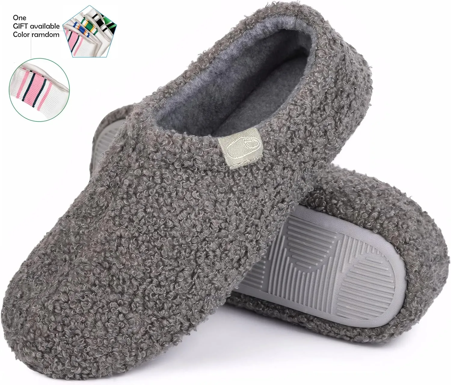 Women's Fuzzy Curly Fur Memory Foam Loafer Slippers with Polar Fleece Lining