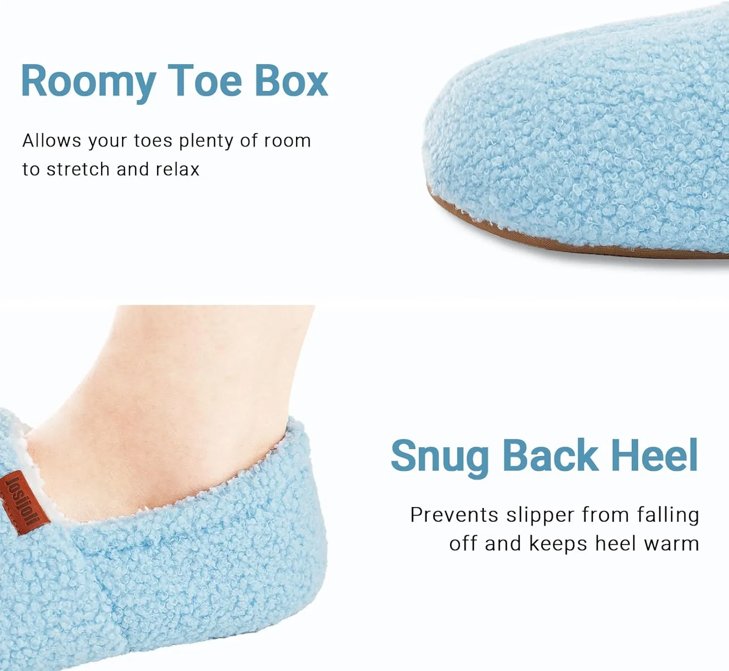 Women's Fuzzy Curly Fur Memory Foam Slippers, Closed Back House Slippers Indoor and Outdoor