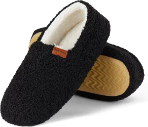 Women's Fuzzy Curly Fur Memory Foam Slippers, Closed Back House Slippers Indoor and Outdoor