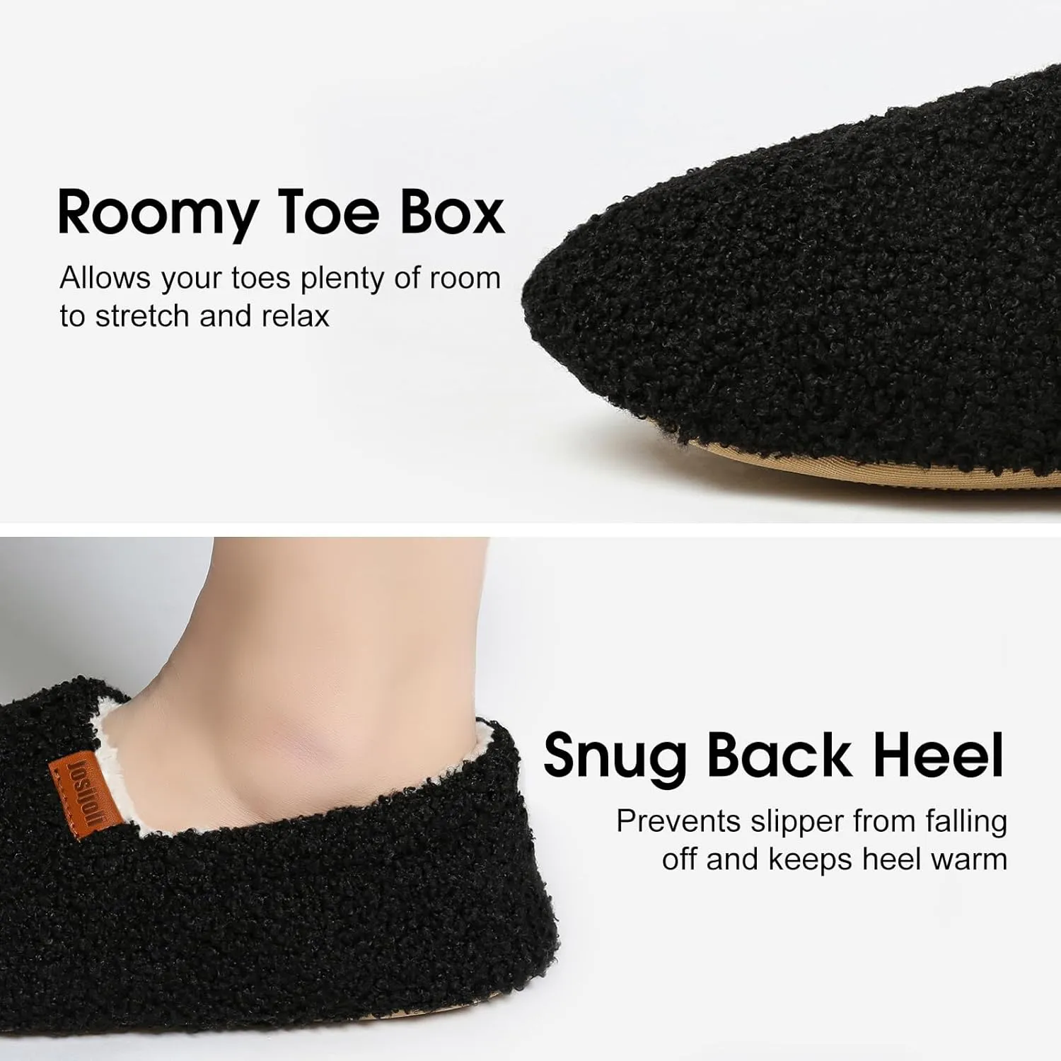 Women's Fuzzy Curly Fur Memory Foam Slippers, Closed Back House Slippers Indoor and Outdoor